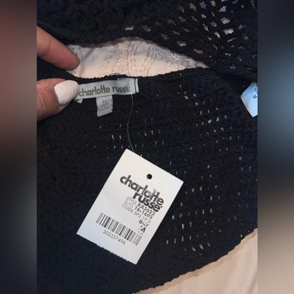 NWT Charlotte Russe Black Crochet One Piece Swimsuit - Picture 6 of 7